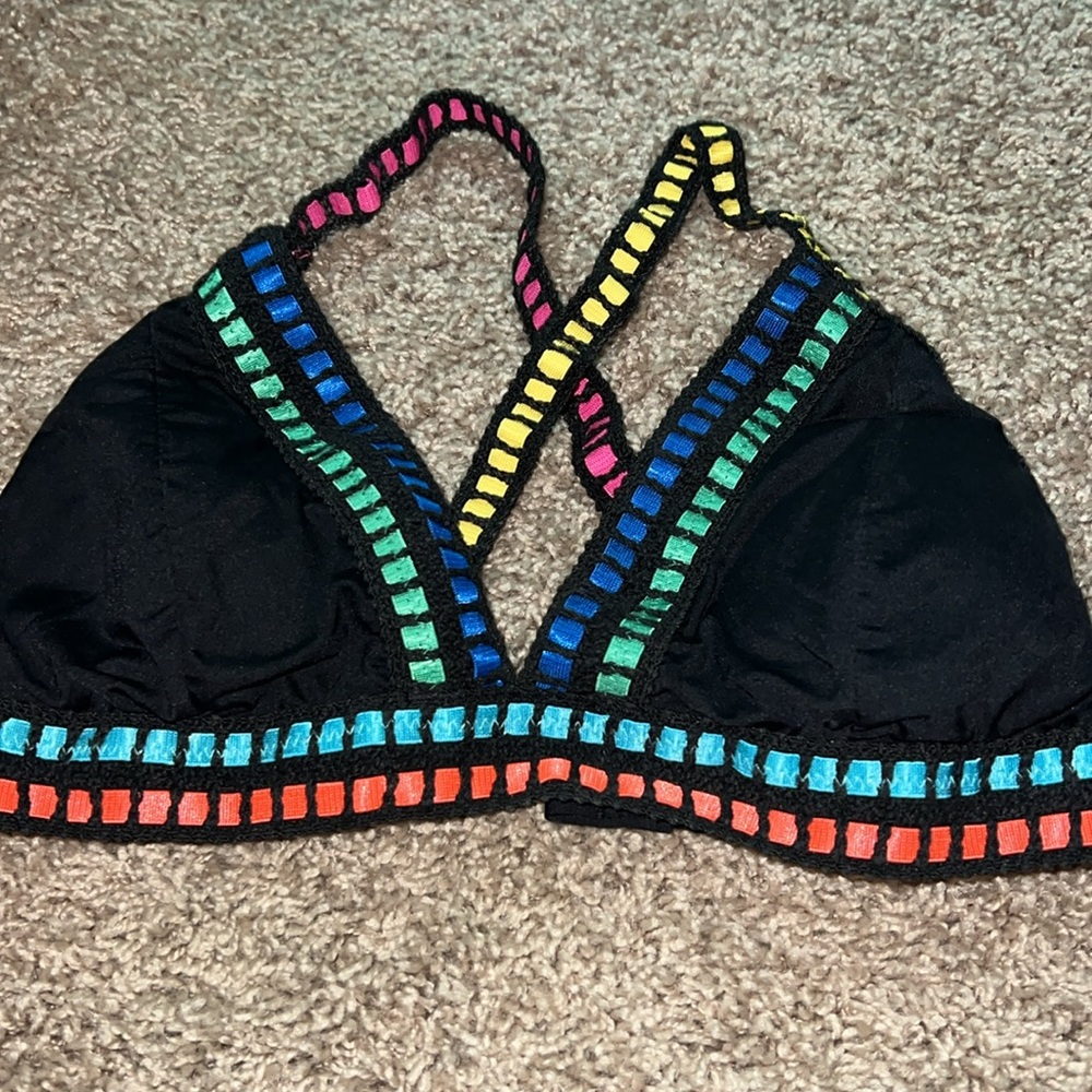 La Blanca Black Bikini with Multicolor Trim - Picture 4 of 8